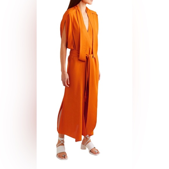 ♦️Petar Petrov Orange Maxi Dress with Tie Detail diamonds ♦️ - Picture 3 of 9